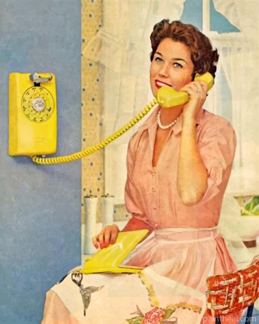 Vintage Woman Talking On The Phone Painting By Numbers Kits