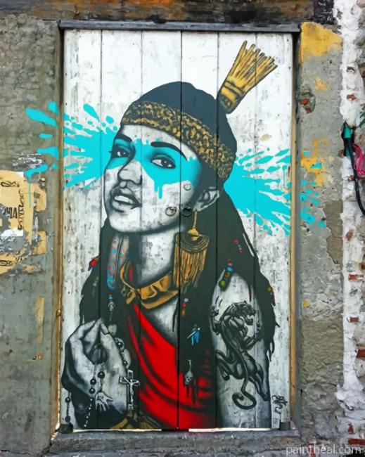 Native Woman Banksy Painting By Numbers Kits