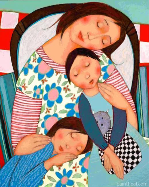 Mother And Children Painting By Numbers Kits