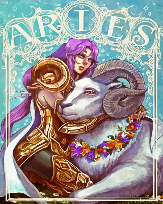 Aries Zodiac Illustration Painting By Numbers Kits