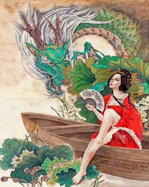 Chinese Woman And Dragon Painting By Numbers Kits