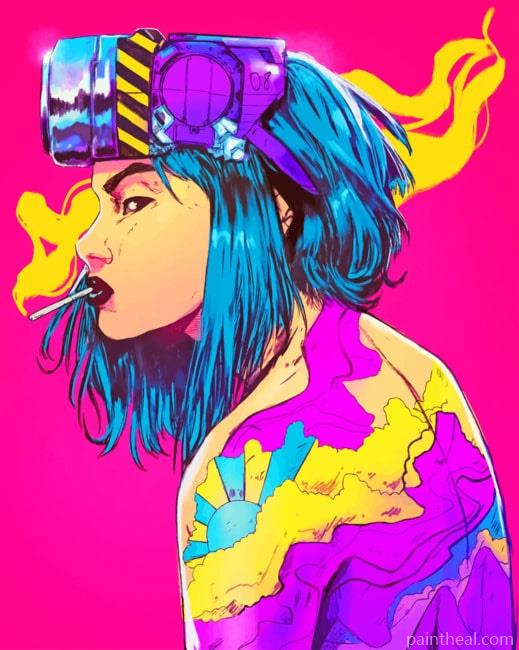 Aesthetic Colorful Woman Smoking Painting By Numbers Kits