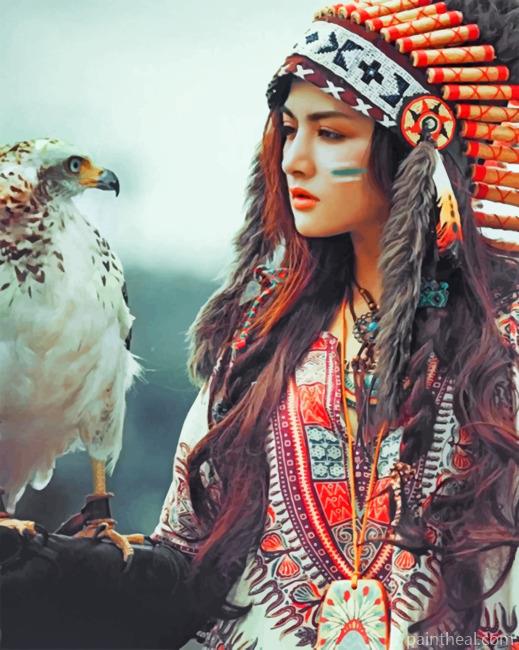 Aesthetic American Native Woman Painting By Numbers Kits