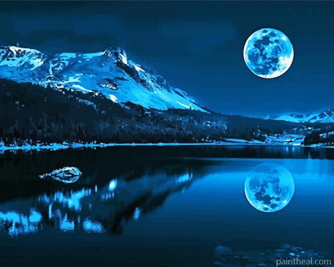 Lake And Full Moon Landscape Painting By Numbers Kits