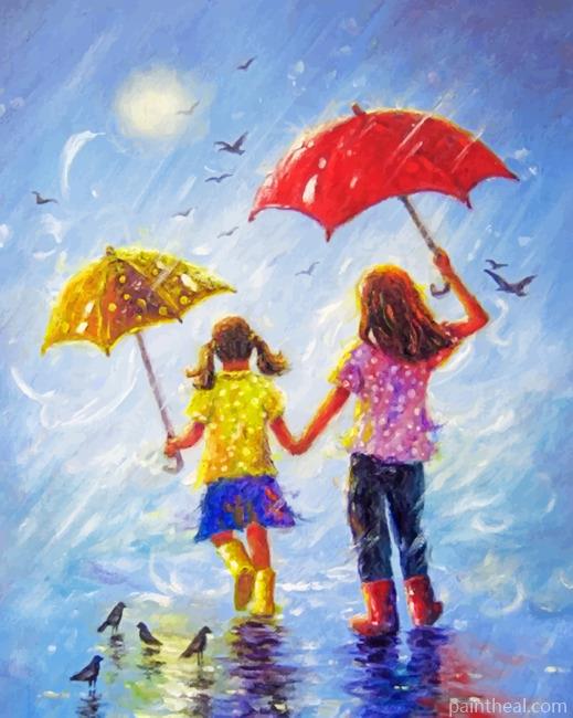 Sisters On A Rainy Day Painting By Numbers Kits