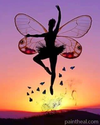 Butterfly Woman Flying Painting By Numbers Kits