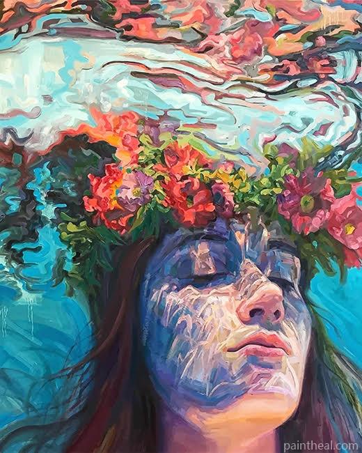 Woman Swimming Underwater Painting By Numbers Kits