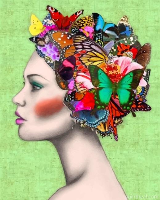 Woman Butterflies Painting By Numbers Kits
