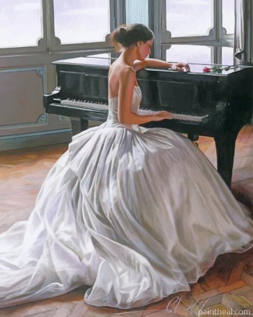 Woman Playing Piano Painting By Numbers Kits