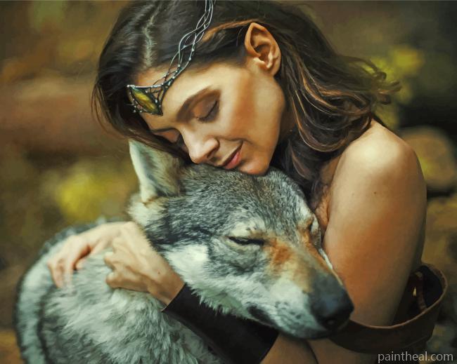 Girl And Wolf Painting By Numbers Kits