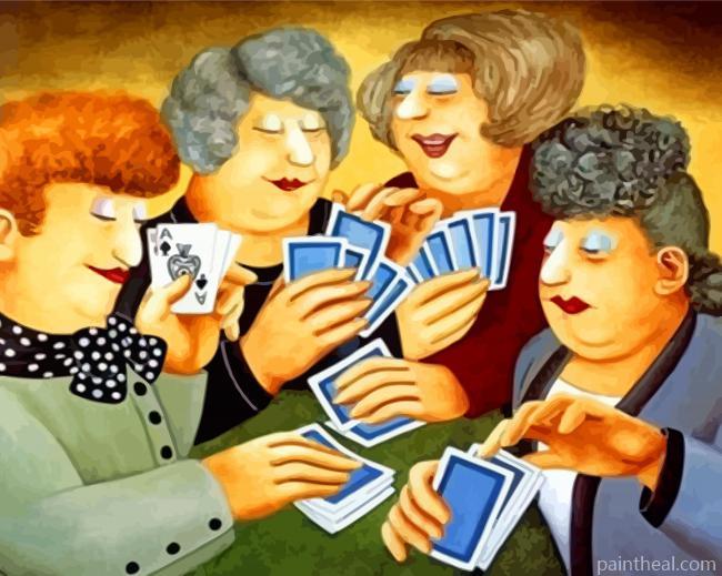 Women Playing Cards Painting By Numbers Kits