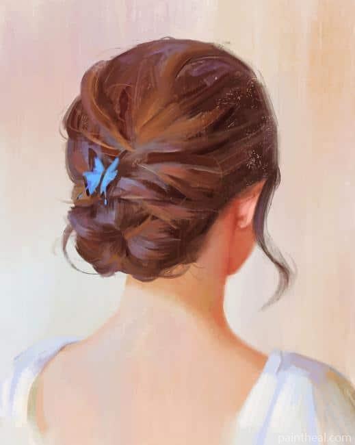 Butterfly On Girl Hair Painting By Numbers Kits