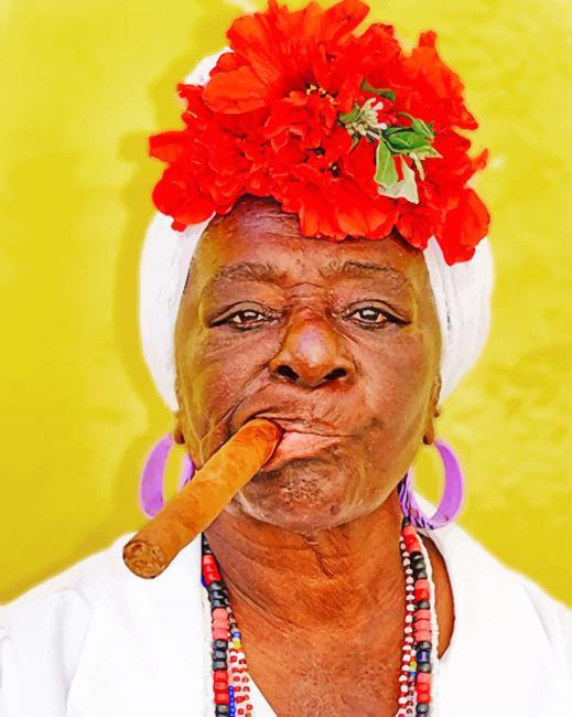 Cuban Woman Smoking Painting By Numbers Kits