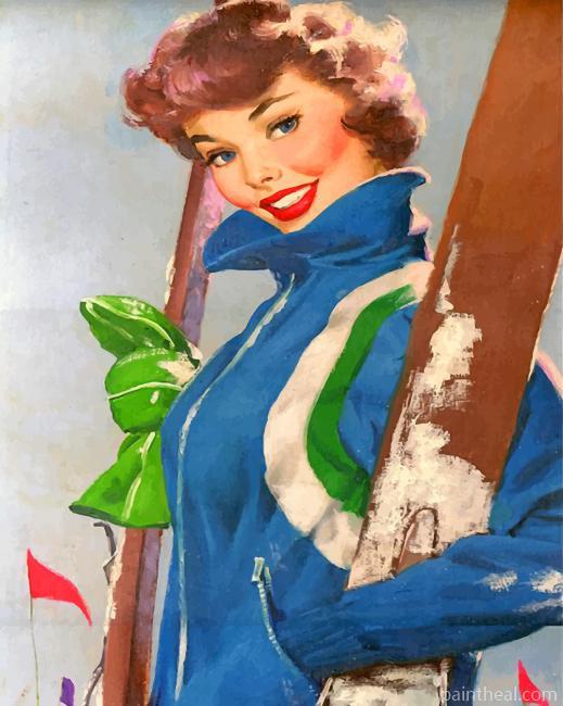 Skiing Girl Painting By Numbers Kits