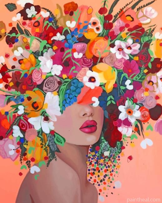 Lady Flowers – 5D Diamond Painting Painting By Numbers Kits
