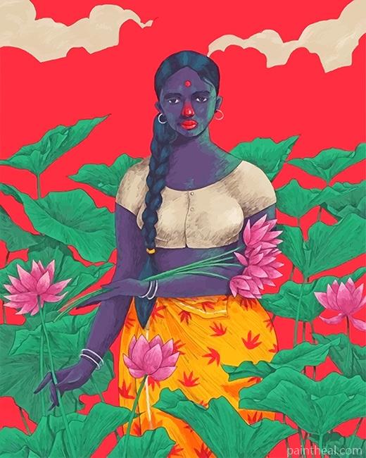Indian Woman Painting By Numbers Kits