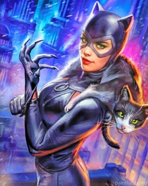 Catwoman And Cat Painting By Numbers Kits