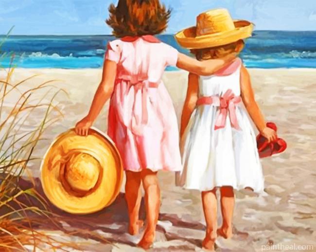 Sisters On The Beach Painting By Numbers Kits