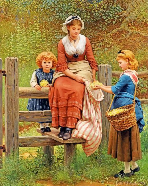 Woman And Daughters Painting By Numbers Kits