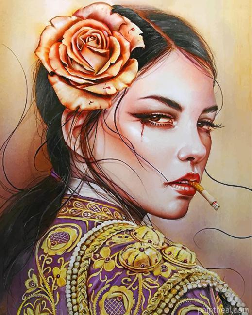 Beautiful Woman Smoking Painting By Numbers Kits
