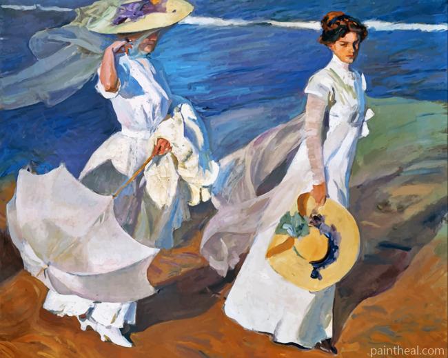 Women Walking On The Beach Painting By Numbers Kits