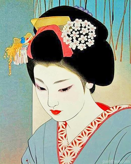 Japanese Beautiful Woman Painting By Numbers Kits