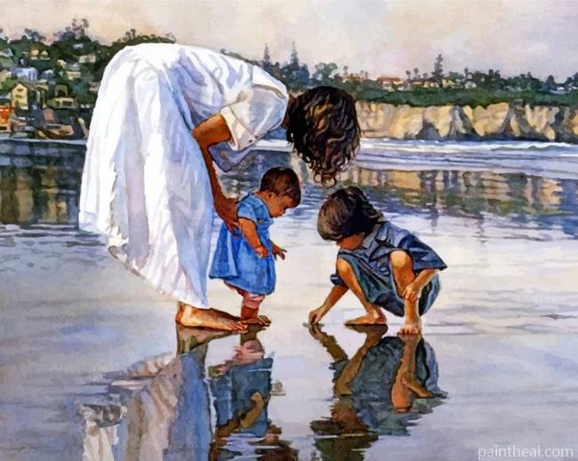 Woman And Children Painting By Numbers Kits