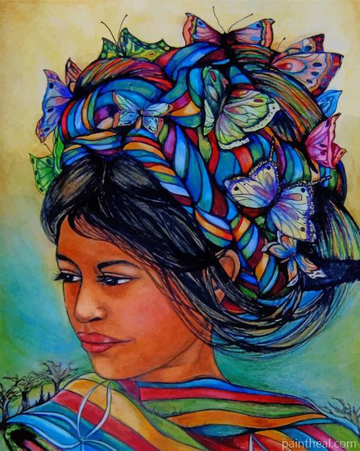 Woman With Butterflies Painting By Numbers Kits