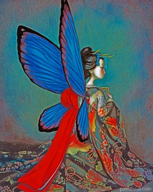Butterfly Asian Woman Painting By Numbers Kits
