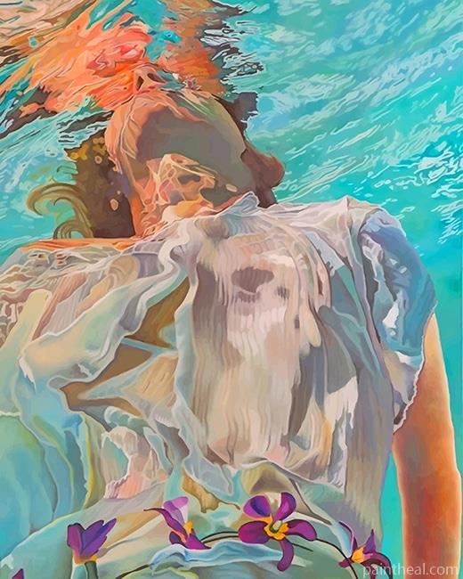 Woman Swimming In The Water Painting By Numbers Kits