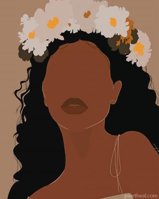 Black Girl With Flower Painting By Numbers Kits