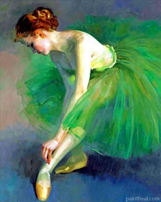 Aesthetic Green Ballerina Painting By Numbers Kits