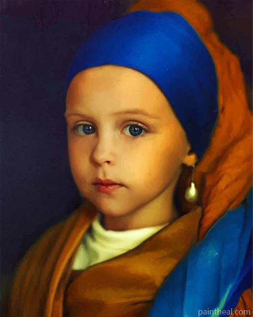 Little Girl With A Pearl Earring Painting By Numbers Kits
