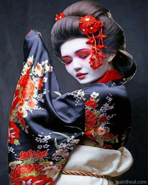 Aesthetic Geisha Woman Painting By Numbers Kits