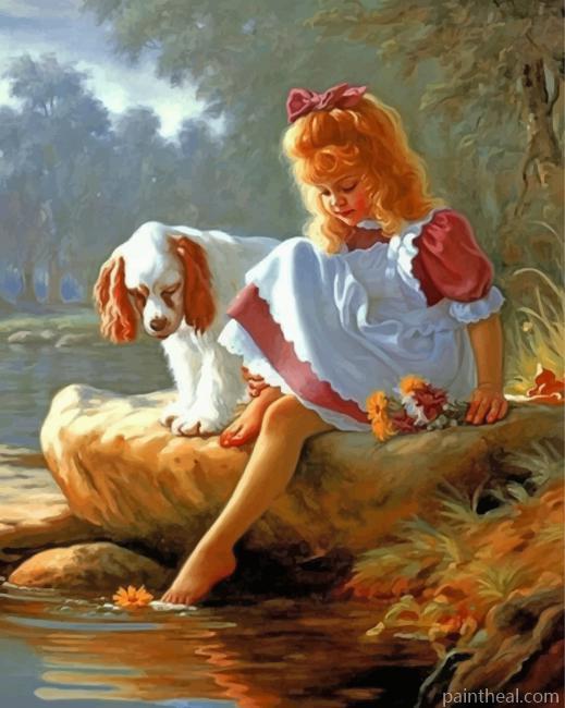 Girl And Dog Painting By Numbers Kits
