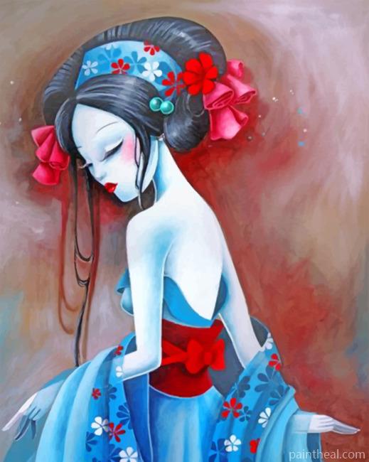 Asian Woman Illustration Painting By Numbers Kits