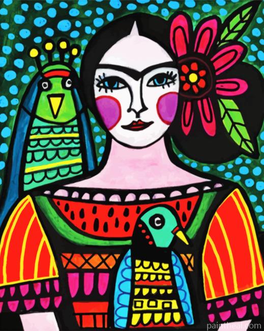 Folk Art Woman Painting By Numbers Kits