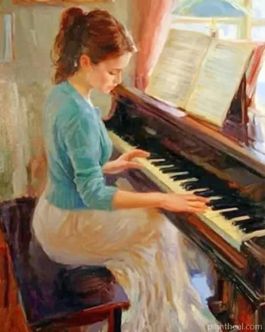 Pianist Woman Painting By Numbers Kits