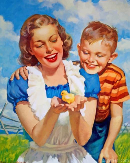 Adorable Mother And Son Painting By Numbers Kits