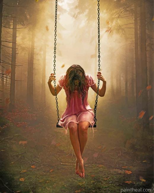 Lonely Girl Swinging Painting By Numbers Kits