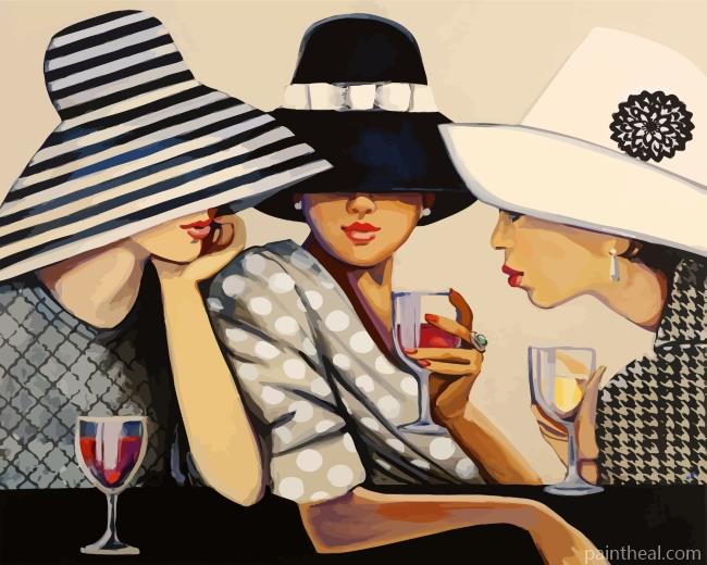 Classy Ladies In Hat Painting By Numbers Kits