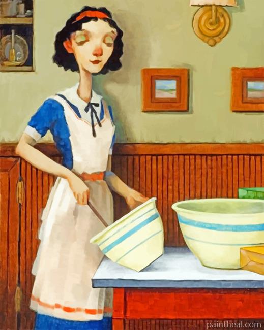 Woman Cooking Painting By Numbers Kits