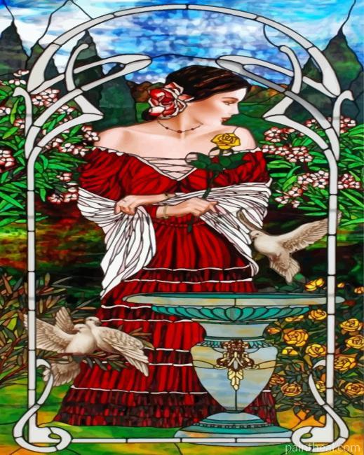 Hispanic Woman Stained Glass Painting By Numbers Kits