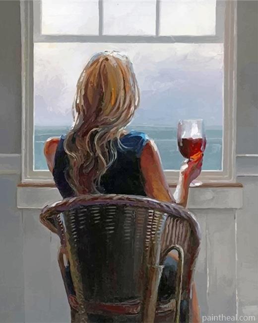 Lady Drinking Red Wine Painting By Numbers Kits