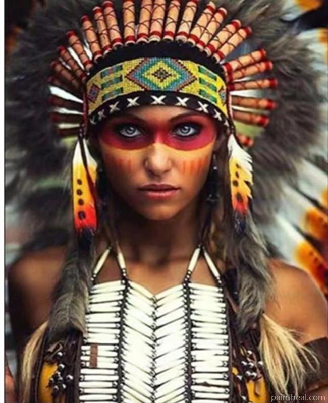 Native American Warrior Woman Painting By Numbers Kits
