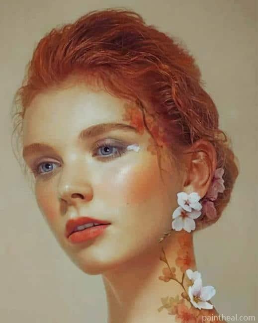 Lady Wearing Cherry Blossoms Painting By Numbers Kits