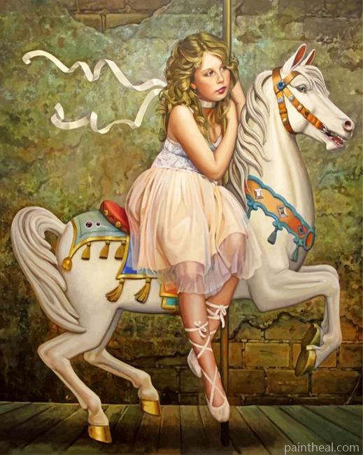 Ballerina And Carousel Painting By Numbers Kits