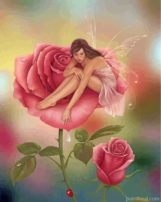 Fairy And Pink Rose Painting By Numbers Kits