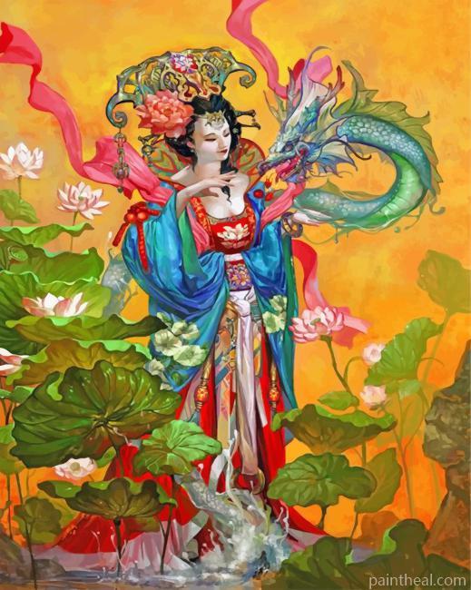 Woman And Dragon Painting By Numbers Kits