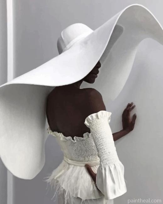 Aesthetic Black Woman With A White Sunhat Painting By Numbers Kits